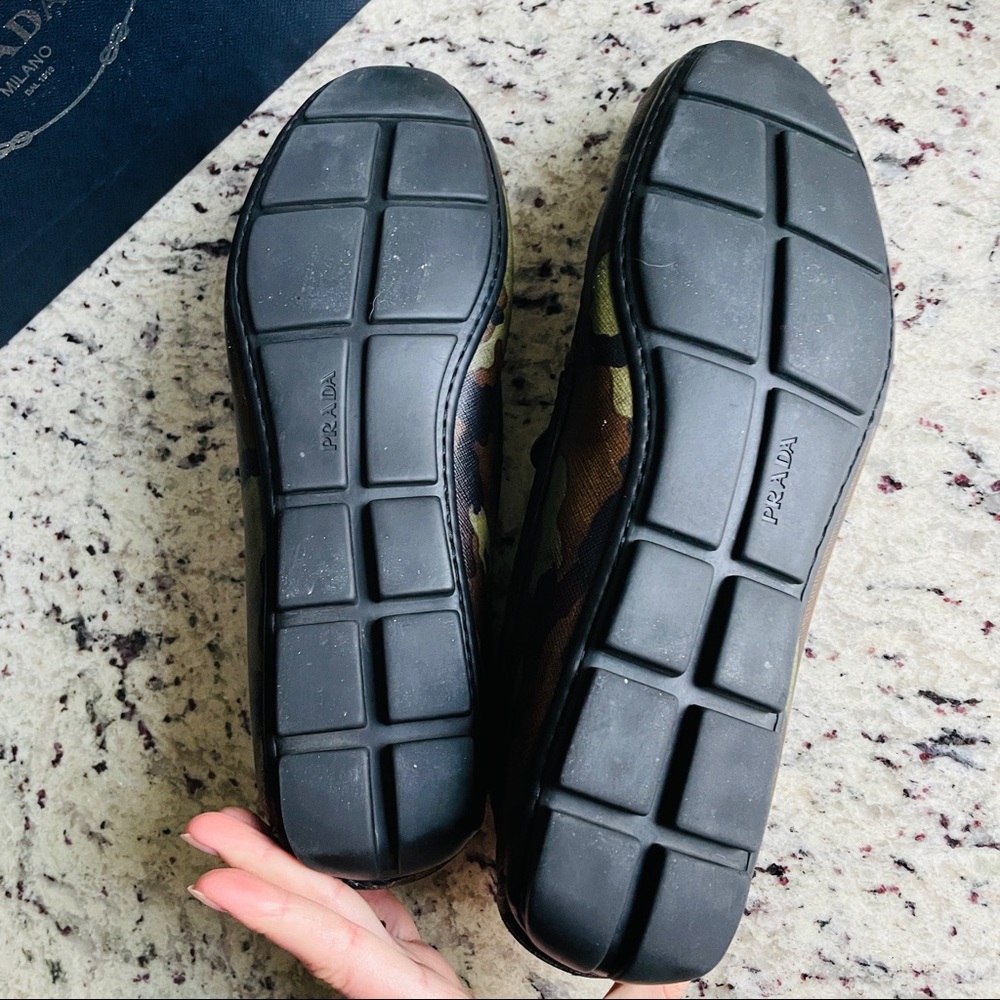 RUNWAY PRADA GREEN CAMO PRINT LEATHER CAMOUFLAGE SLOAFERS MENS SHOES (No Box) - Picture 6 of 7